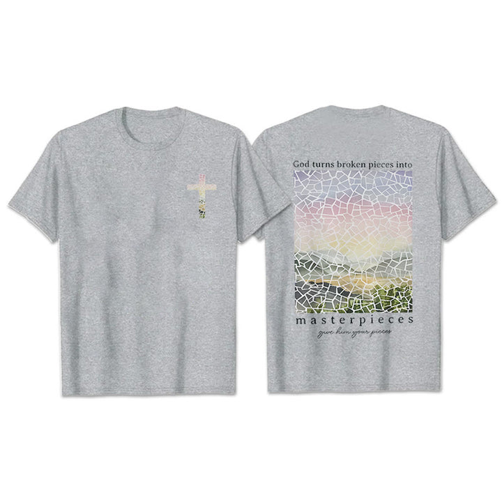 Christianartworkshop God Turns Broken Pieces into Masterpieces T-Shirt - Grey - 2XL - image 24