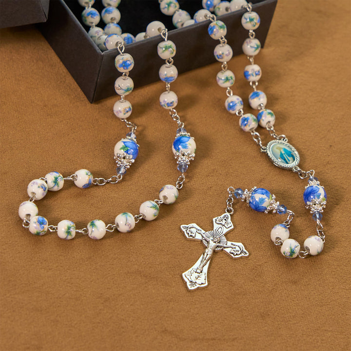 Christianartworkshop Handmade Floral Lily of the Vally Beads Rosary: Divine Peace Gem