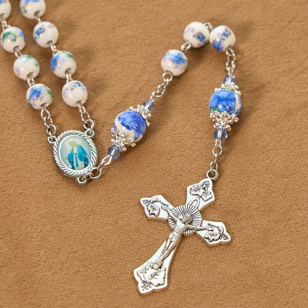 Christianartworkshop PRAYERFUL FAITH: Handmade Floral Lily of the Vally Beads Rosary - image 10