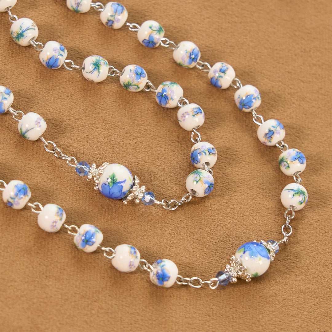 Christianartworkshop Handmade Floral Lily of the Vally Beads Rosary: Divine Peace Gem