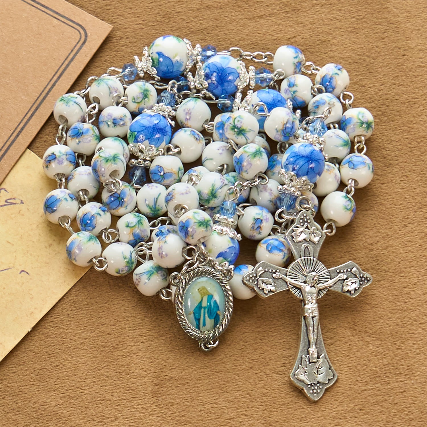 Christianartworkshop Handmade Lily of the Valley Rosary – Blue