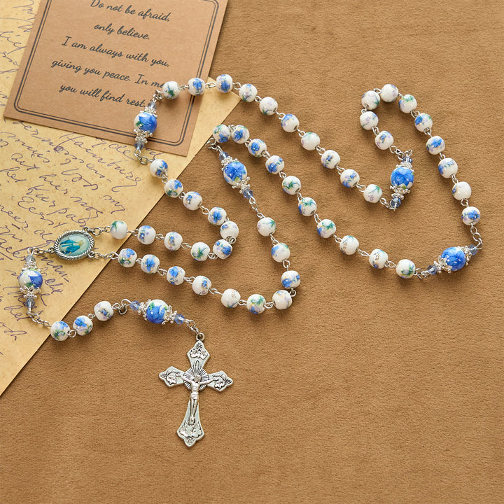 Christianartworkshop PRAYERFUL FAITH: Handmade Floral Lily of the Vally Beads Rosary - image 12