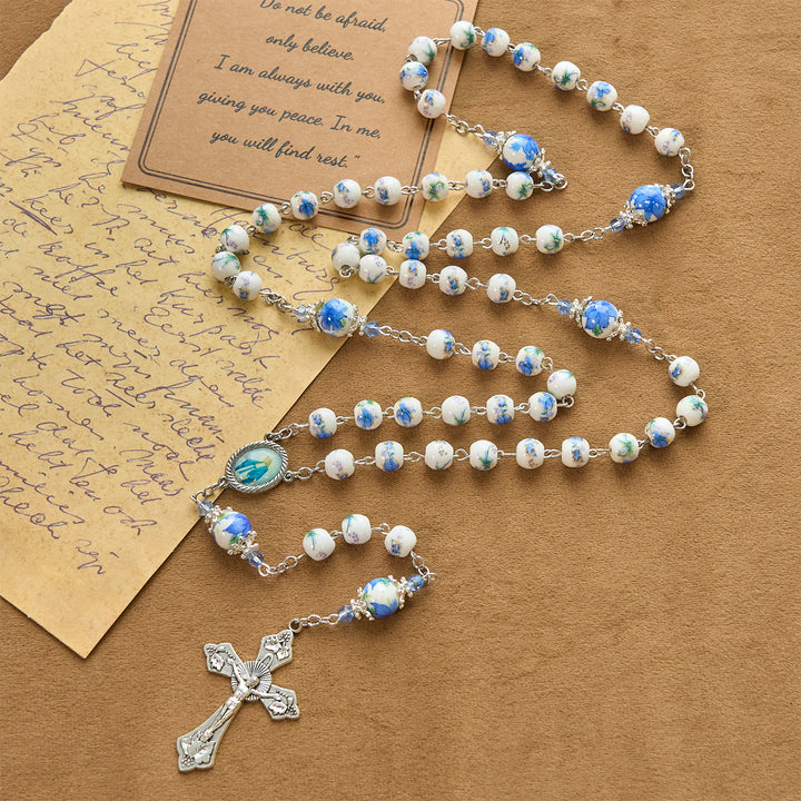 Christianartworkshop PRAYERFUL FAITH: Handmade Floral Lily of the Vally Beads Rosary - image 13