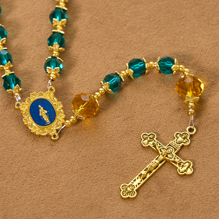 Christianartworkshop Handmade Peacock Blue Crystal Beads Rosary: A Divine Delight for Holy Prayer