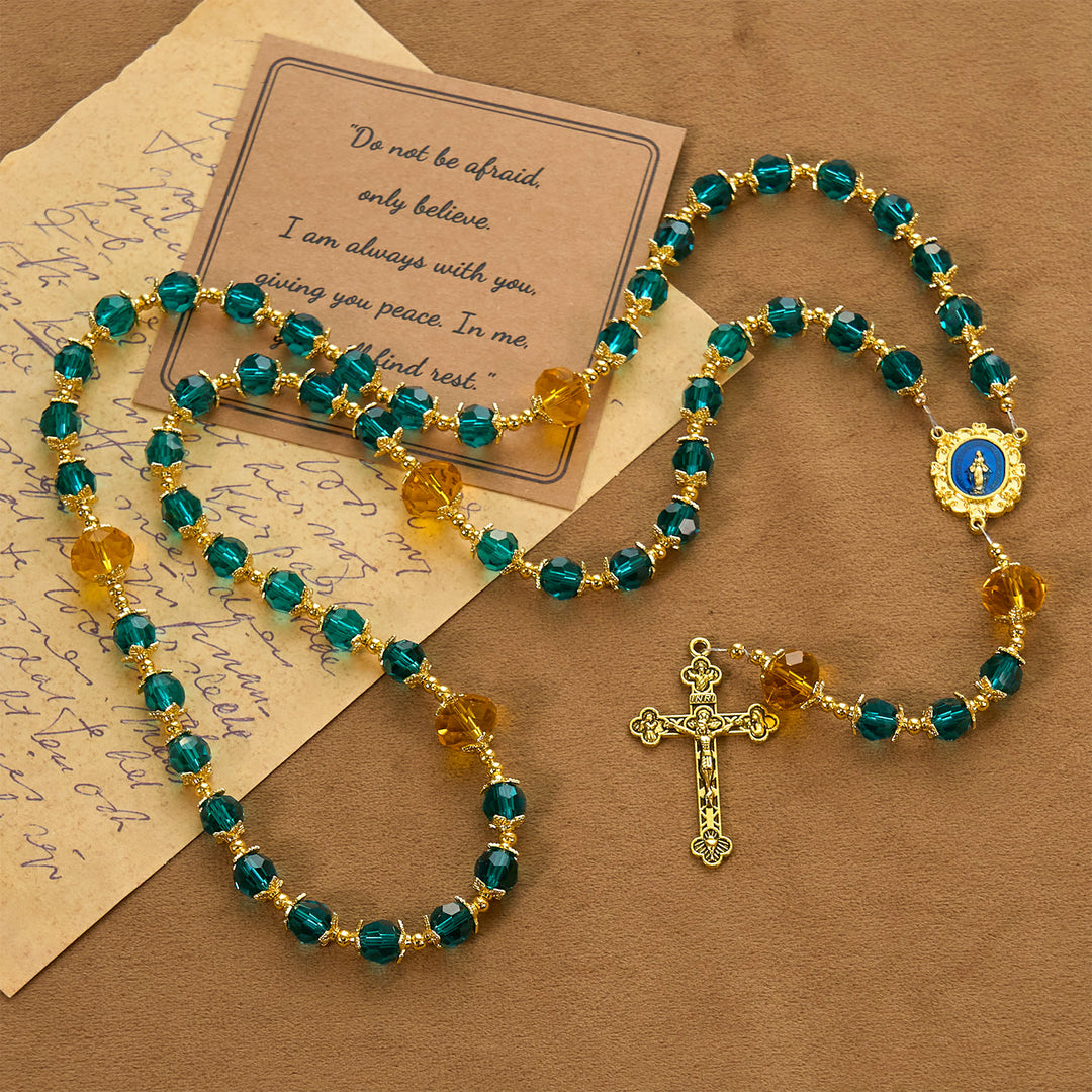 Christianartworkshop Handmade Peacock Blue Crystal Beads Rosary: A Divine Delight for Holy Prayer