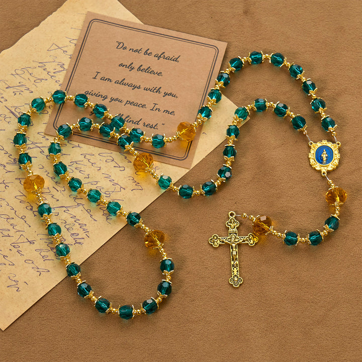 Christianartworkshop Handmade Peacock Blue Crystal Beads Rosary: A Divine Delight for Holy Prayer