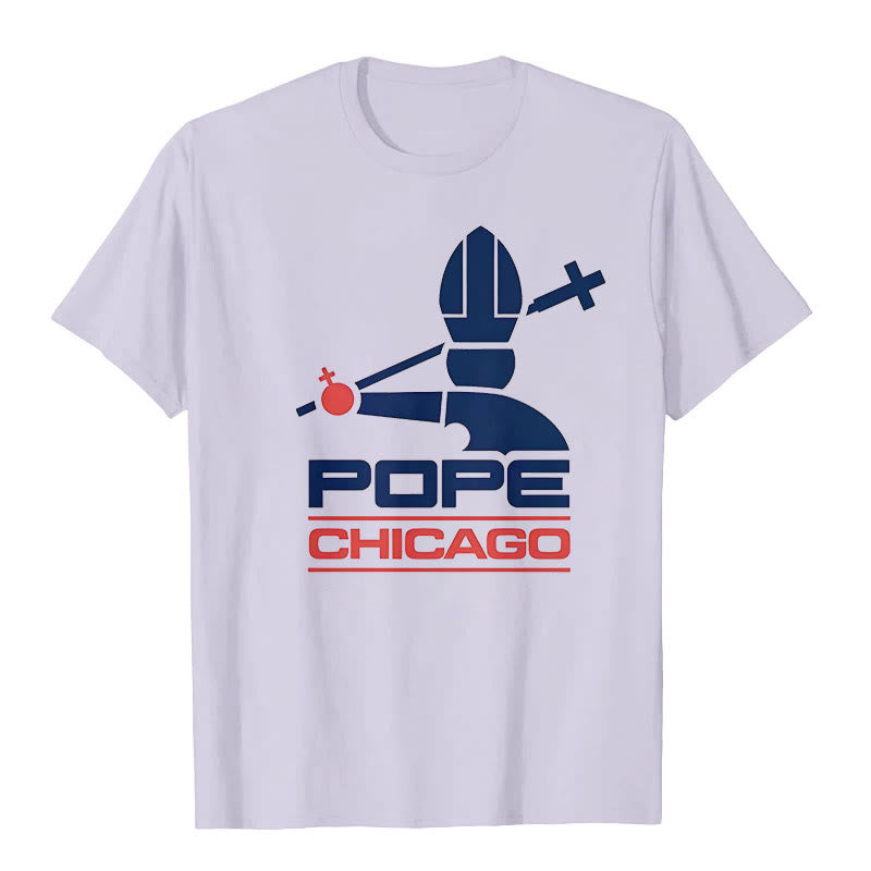 Christianartworkshop Pope Chicago Round Neck T-shirt - Light Purple - 2XL - image 3