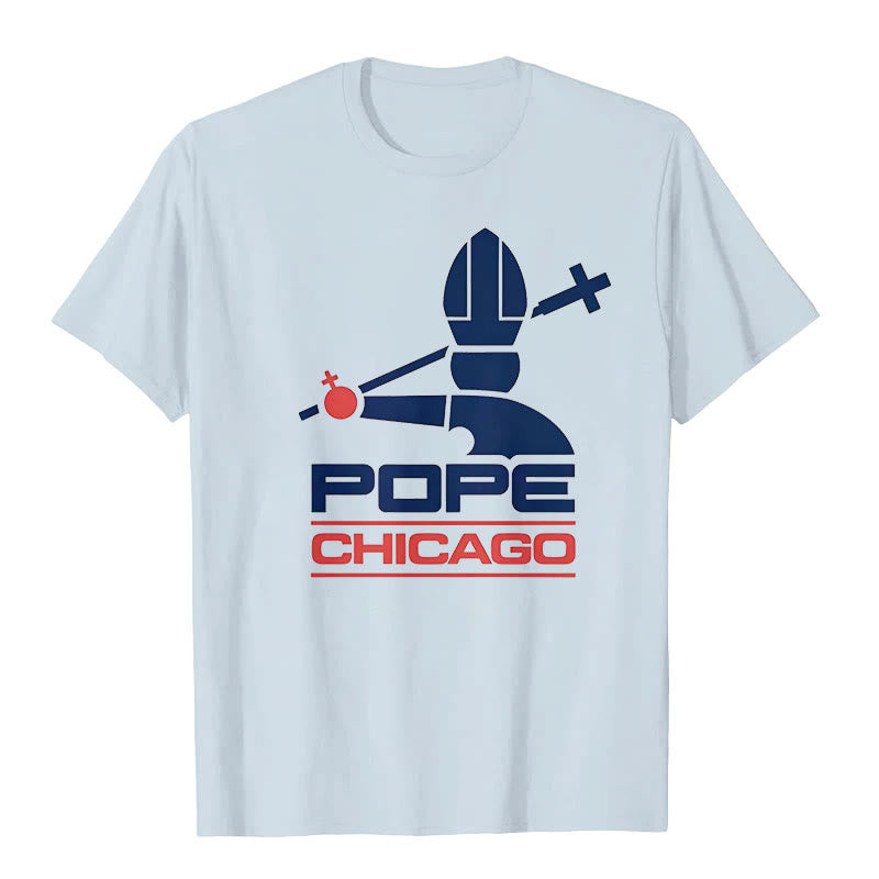 Christianartworkshop Pope Chicago Round Neck T-shirt - Light Blue - 2XL - image 4