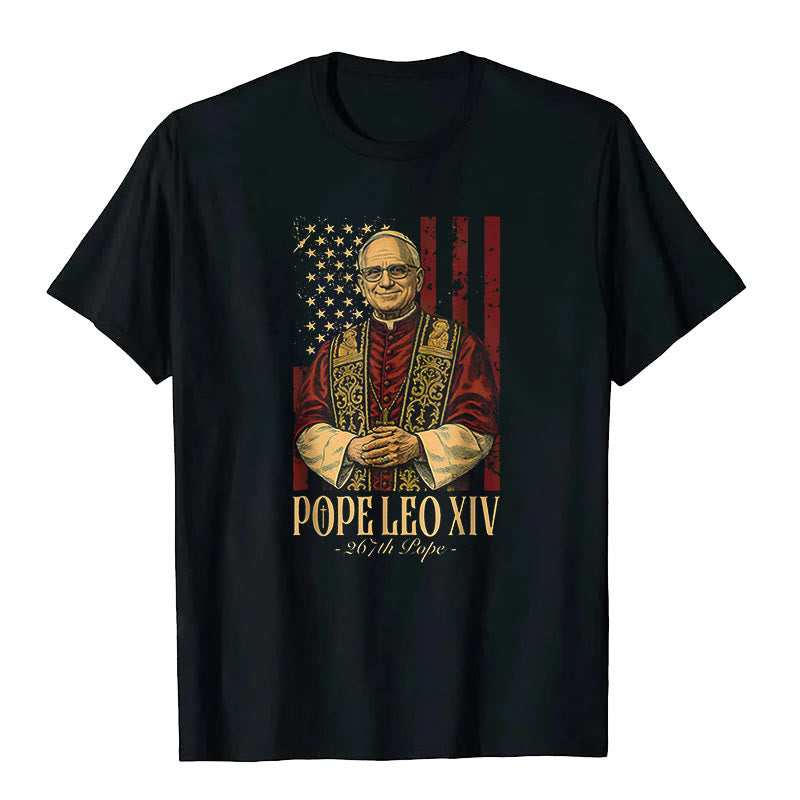 Christianartworkshop American Cardinal Robert Prevost Pope Leo XIV Unisex T-shirt - Black - 2XL - image 1