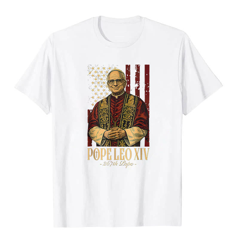 Christianartworkshop American Cardinal Robert Prevost Pope Leo XIV Unisex T-shirt - White - 2XL - image 2