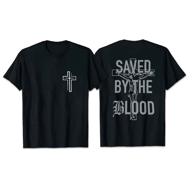 Christianartworkshop Saved By The Lord Cotton T-Shirt - Black - 2XL - image 9