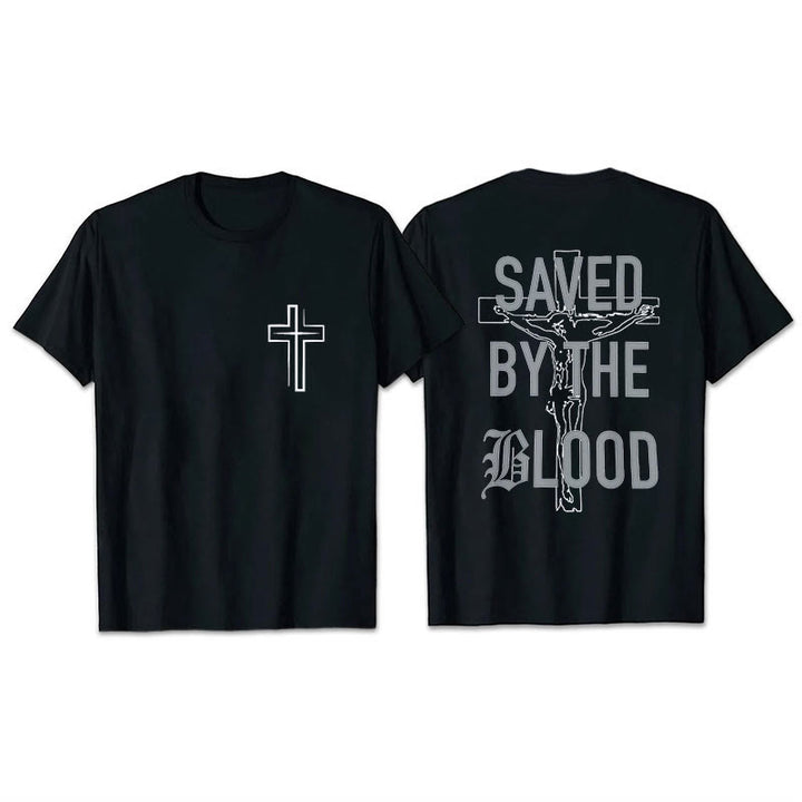 Christianartworkshop Saved By The Lord Cotton T-Shirt - Black - 2XL - image 9