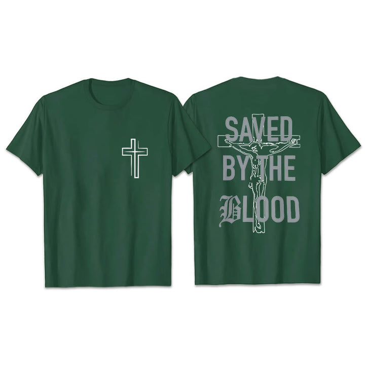 Christianartworkshop Saved By The Lord Cotton T-Shirt - Dark Green - 2XL - image 27