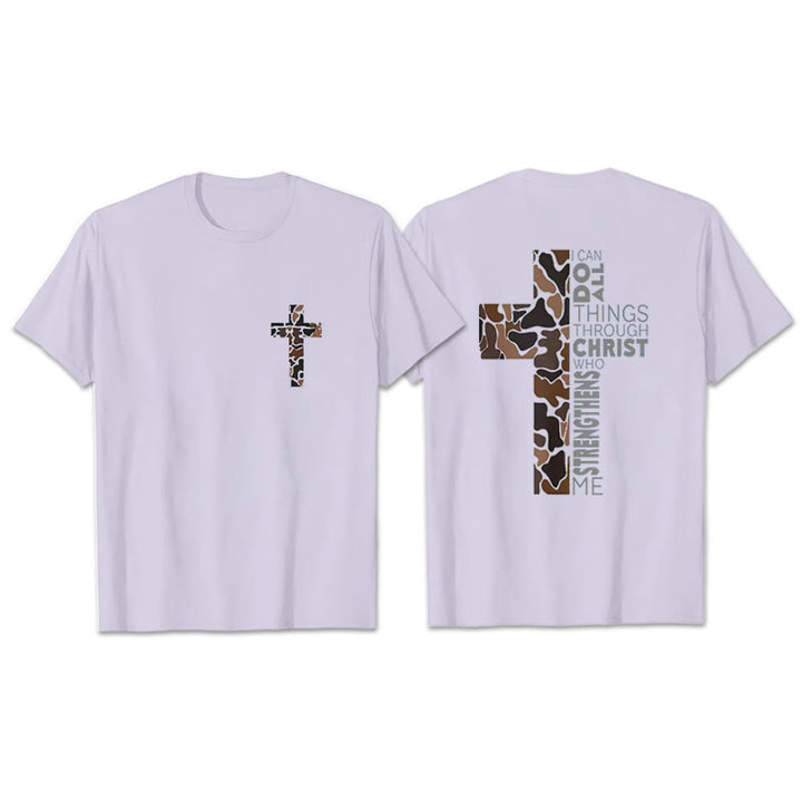 Christianartworkshop Camo Cross Design With Philippians 4:13 Verse Christian T-Shirt - Purple - 2XL - image 7