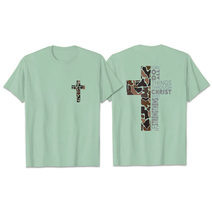 Christianartworkshop Camo Cross Design With Philippians 4:13 Verse Christian T-Shirt - Grass Green - 2XL - image 8