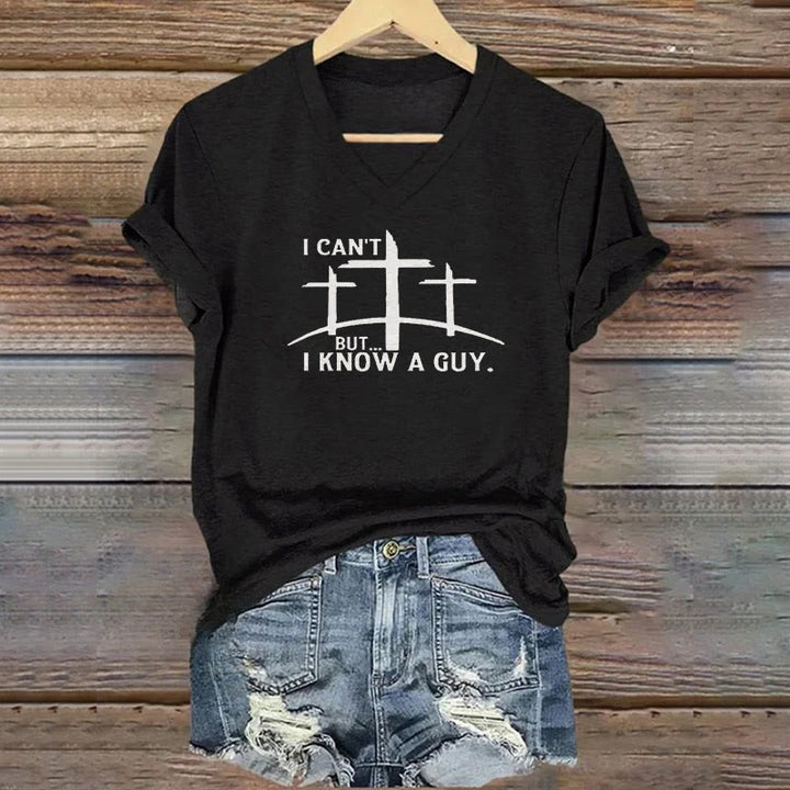 Christianartworkshop I Can't But I Know A Guy Print V-Neck T-shirt