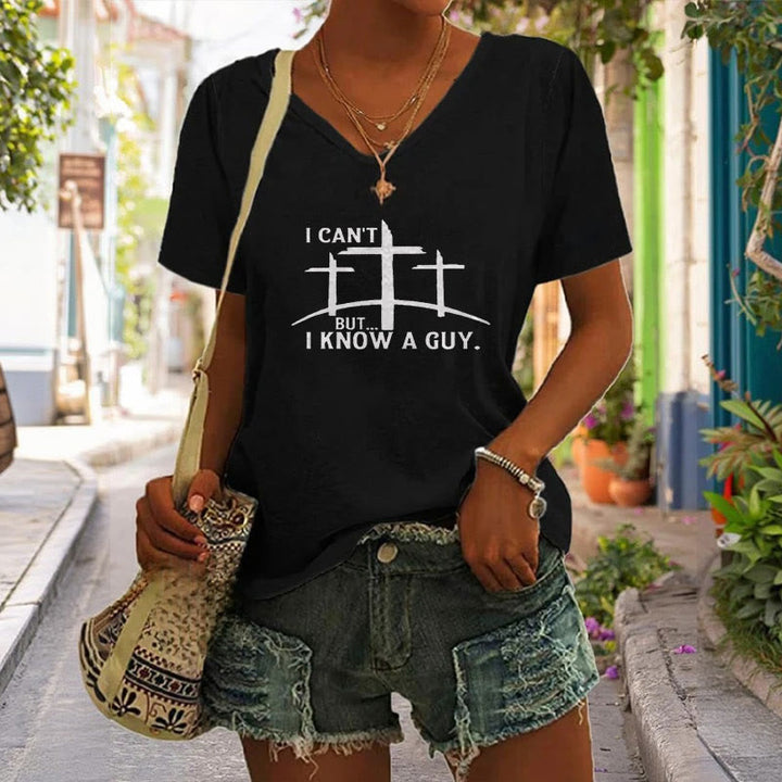Christianartworkshop I Can't But I Know A Guy Print V-Neck T-shirt
