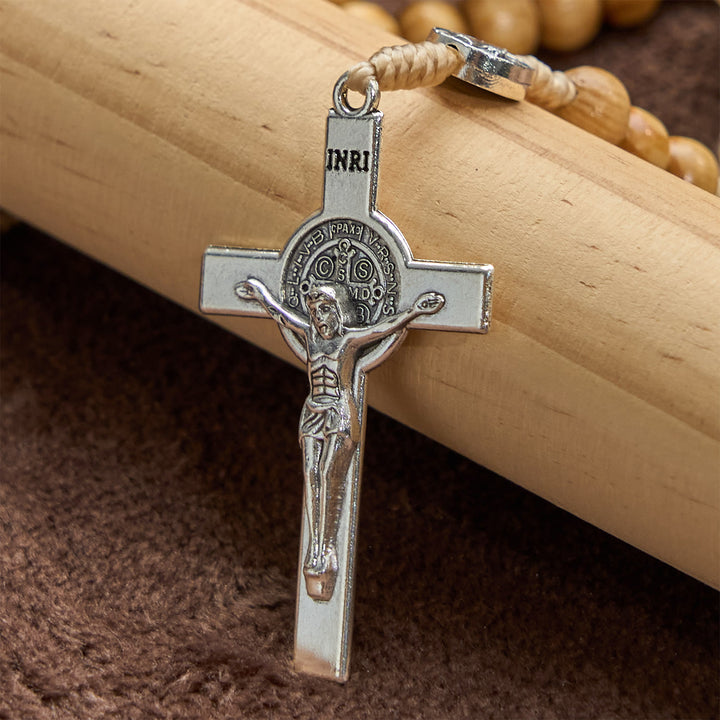 Christianartworkshop St. Benedict & Crucifix of 8mm Olive Wood Round Beads Rosary: Blessed Devotion in Every Bead - image 6