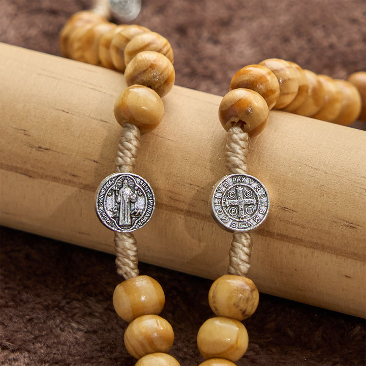 Christianartworkshop St. Benedict & Crucifix of 8mm Olive Wood Round Beads Rosary: Blessed Devotion in Every Bead - image 8