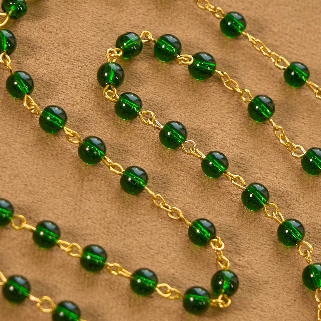 Christianartworkshop Vintage Green Glass Bead Rosary with Virgin Mary and Crucifix: Faith - Filled Heirloom