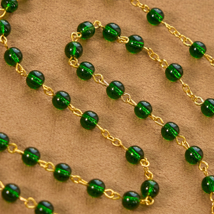 Christianartworkshop Vintage Green Glass Bead Rosary with Virgin Mary and Crucifix: Faith - Filled Heirloom