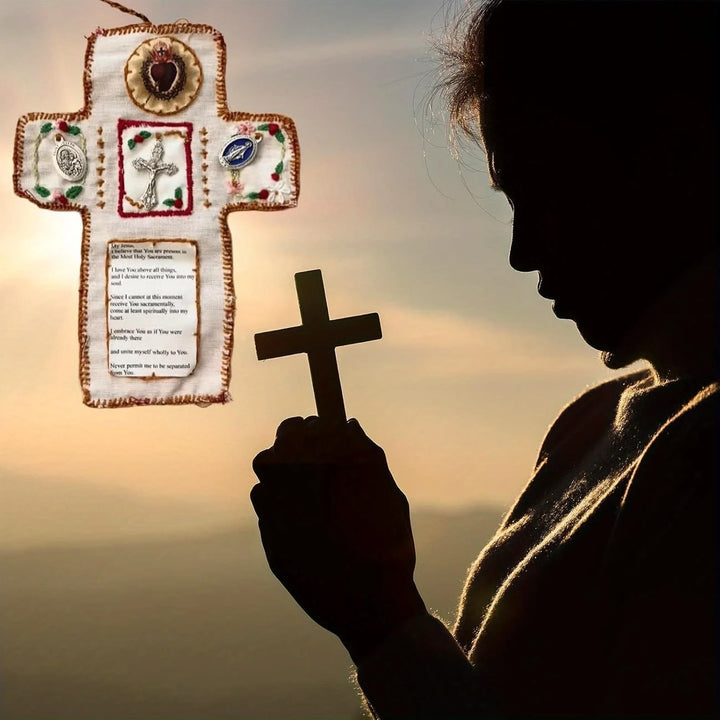 FREE Today: Hand-Embroidered Portable Green Pocket Shrine Cross Included Inside