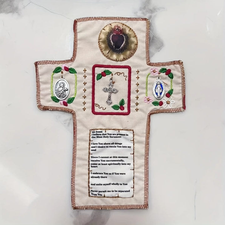 FREE Today: Hand-Embroidered Portable Green Pocket Shrine Cross Included Inside