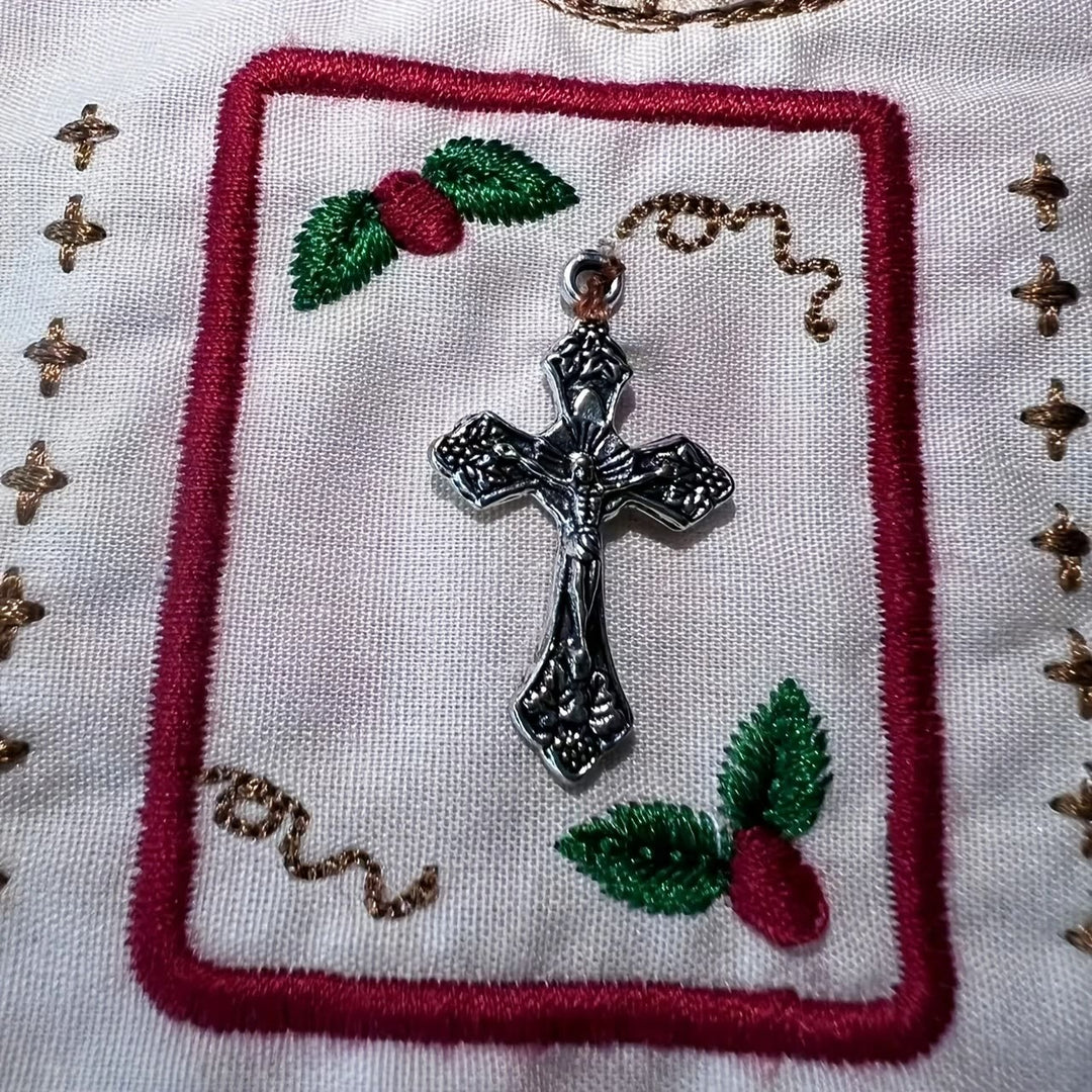 FREE Today: Hand-Embroidered Portable Green Pocket Shrine Cross Included Inside