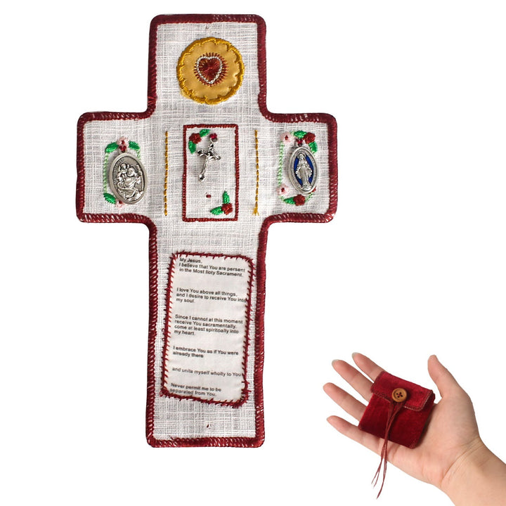Christianartworkshop Classic Style Handcrafted Pocket Shrine with a Cross Inside