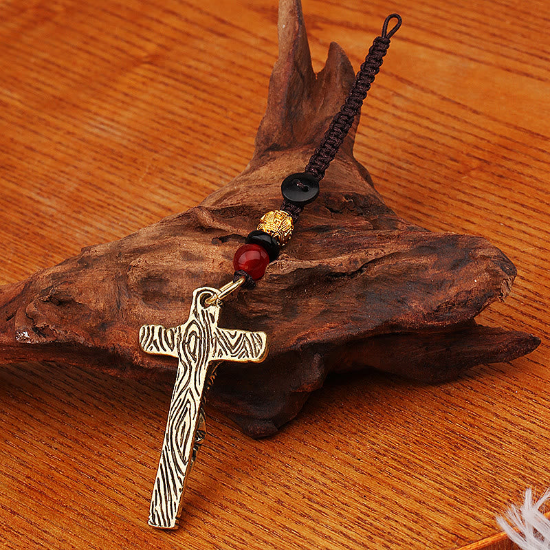 Christianartworkshop Sophisticated Metal Crucifix with Braided Rope Keychain: Exclusive Token of Divine Sacrifice - image 7