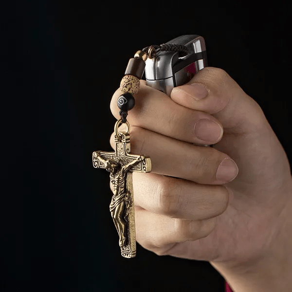 Christianartworkshop Sophisticated Metal Crucifix with Braided Rope Keychain: Exclusive Token of Divine Sacrifice - image 5