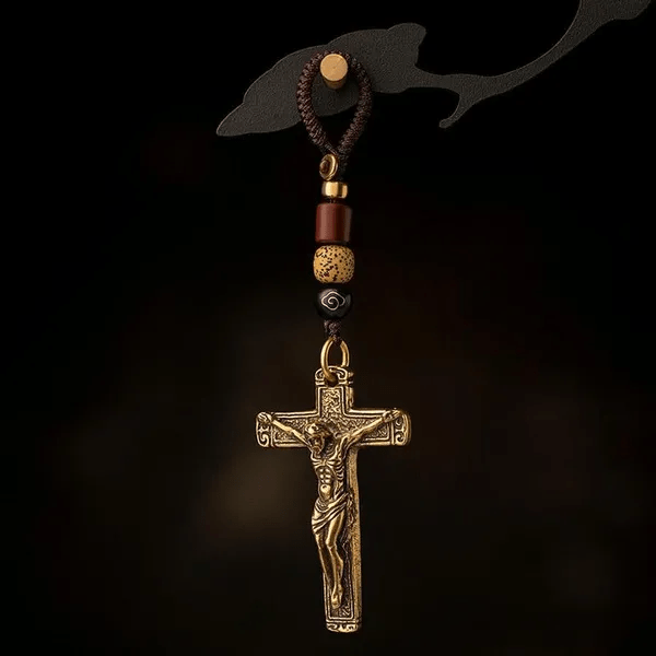 Christianartworkshop Sophisticated Metal Crucifix with Braided Rope Keychain: Exclusive Token of Divine Sacrifice - image 4