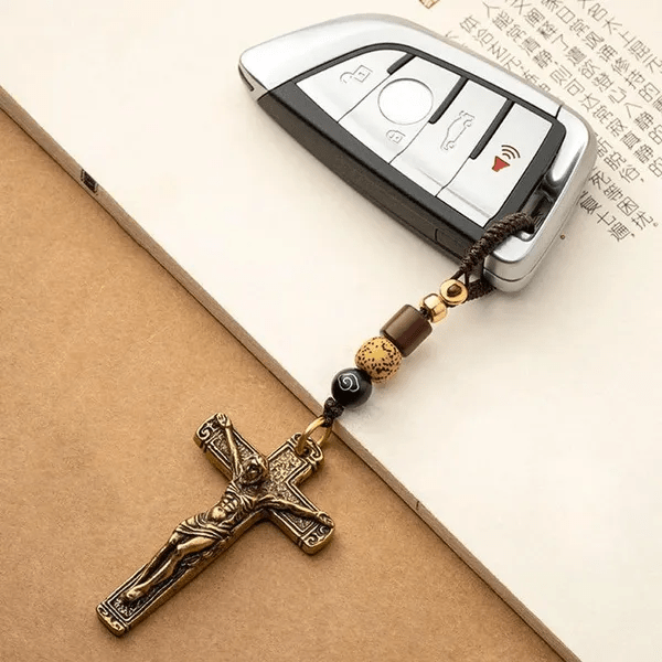 Christianartworkshop Sophisticated Metal Crucifix with Braided Rope Keychain: Exclusive Token of Divine Sacrifice - image 6