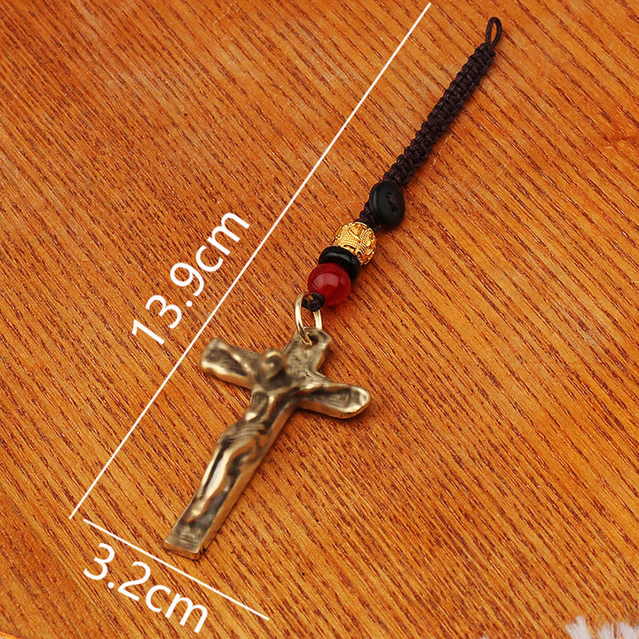 Christianartworkshop Sophisticated Metal Crucifix with Braided Rope Keychain: Exclusive Token of Divine Sacrifice - image 8