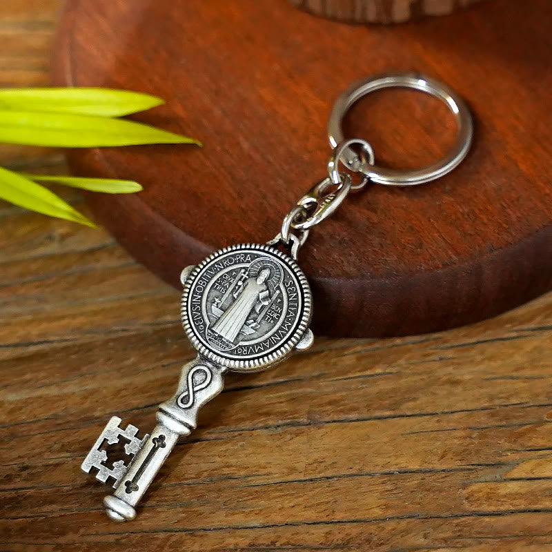 Christianartworkshop Exquisite Enamel - Inlaid St. Benedict & Cross Keychain: Memento of Divine Grace - image 7