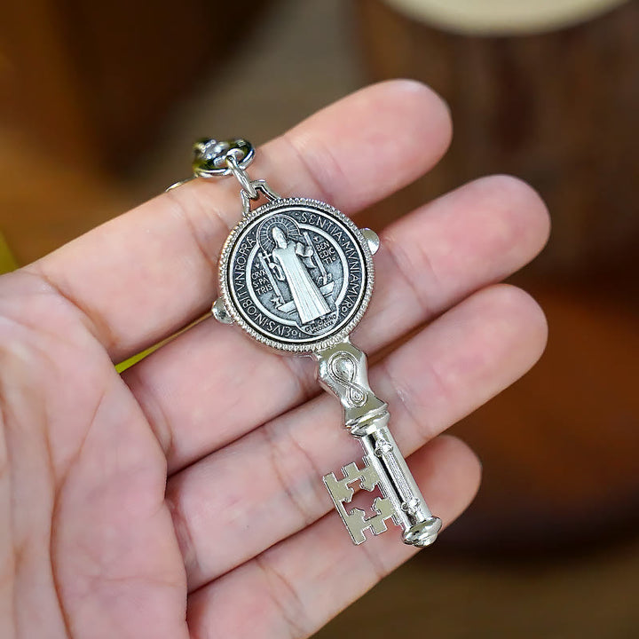 Christianartworkshop Exquisite Enamel - Inlaid St. Benedict & Cross Keychain: Memento of Divine Grace - image 9