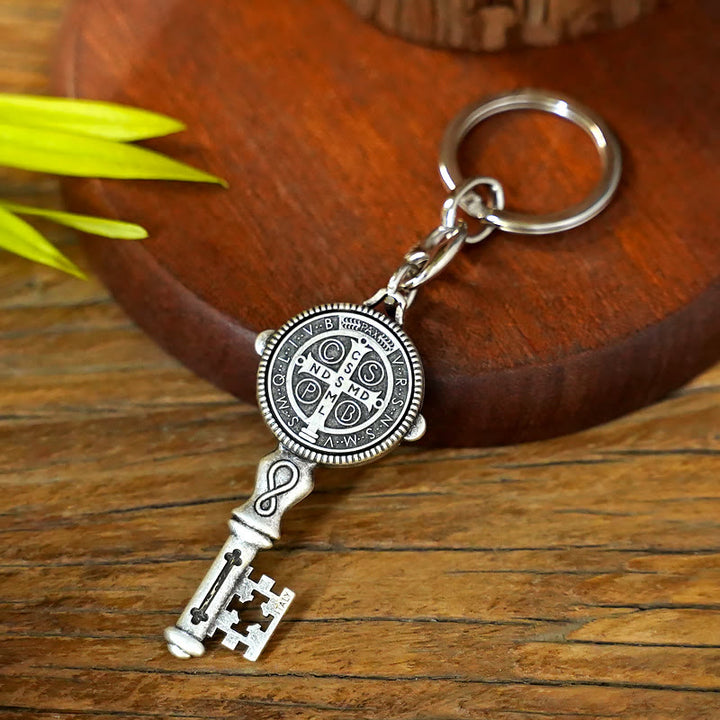 Christianartworkshop Exquisite Enamel - Inlaid St. Benedict & Cross Keychain: Memento of Divine Grace - image 8