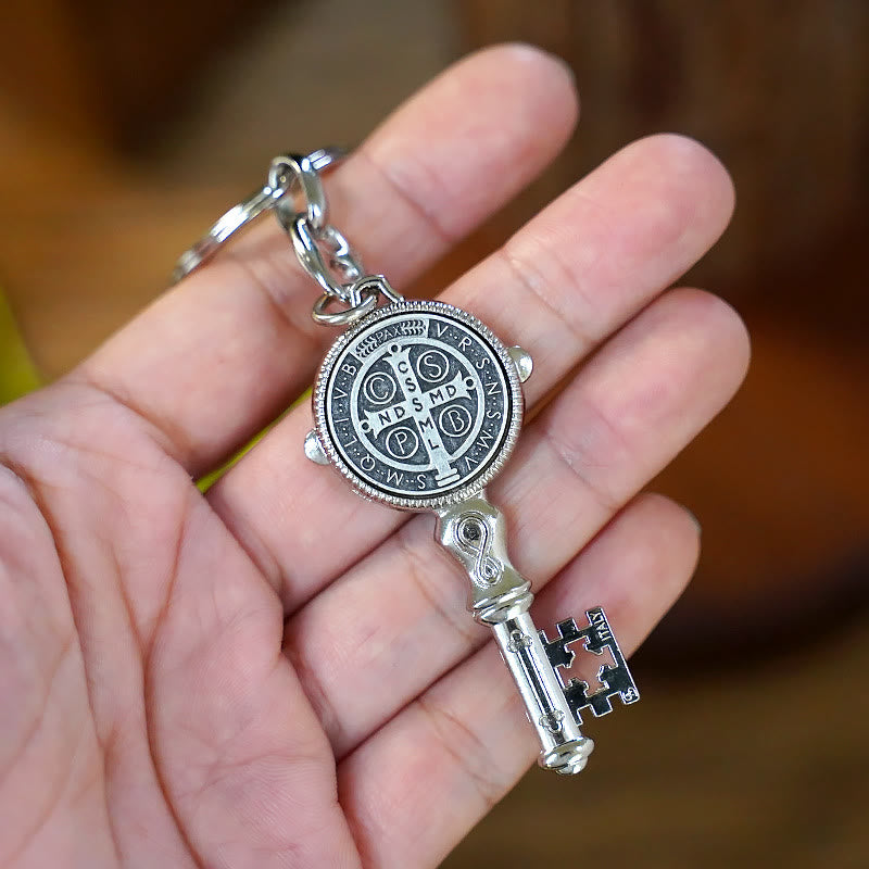 Christianartworkshop Exquisite Enamel - Inlaid St. Benedict & Cross Keychain: Memento of Divine Grace - image 10