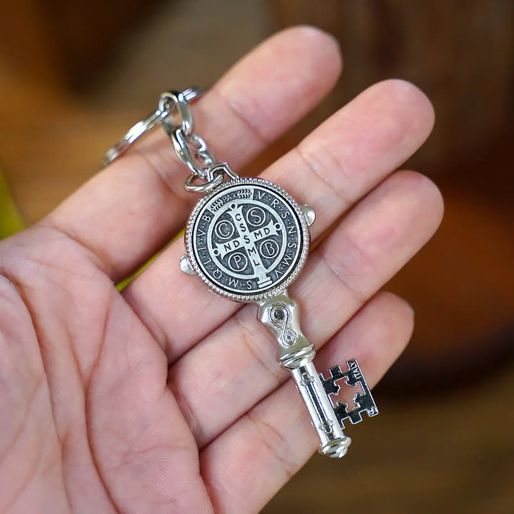 Christianartworkshop Exquisite Enamel - Inlaid St. Benedict & Cross Keychain: Memento of Divine Grace - image 10