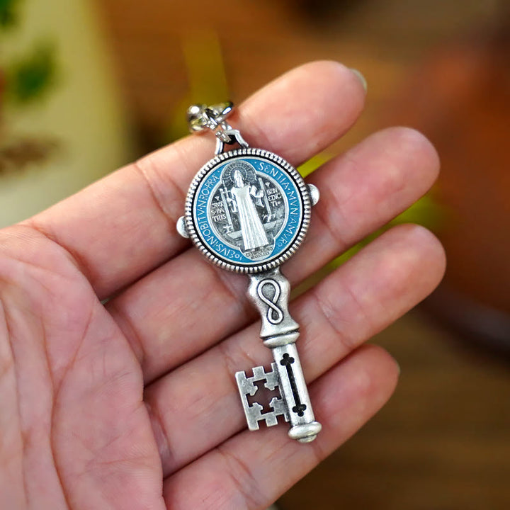 Christianartworkshop Exquisite Enamel - Inlaid St. Benedict & Cross Keychain: Memento of Divine Grace - image 2