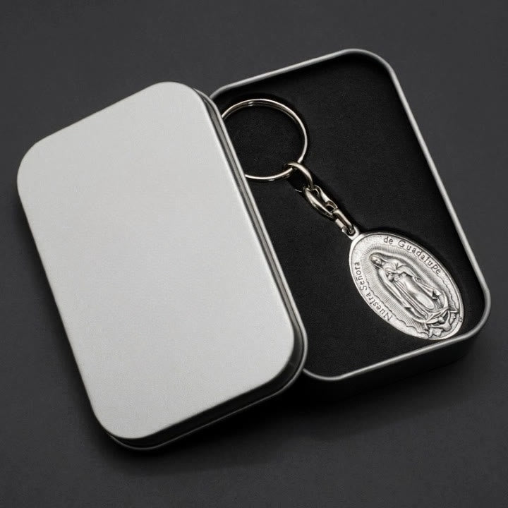 Christianartworkshop Exquisite Relief - Sculpted Our Lady of Guadalupe Medal with Castilian Rose Keychain - image 5