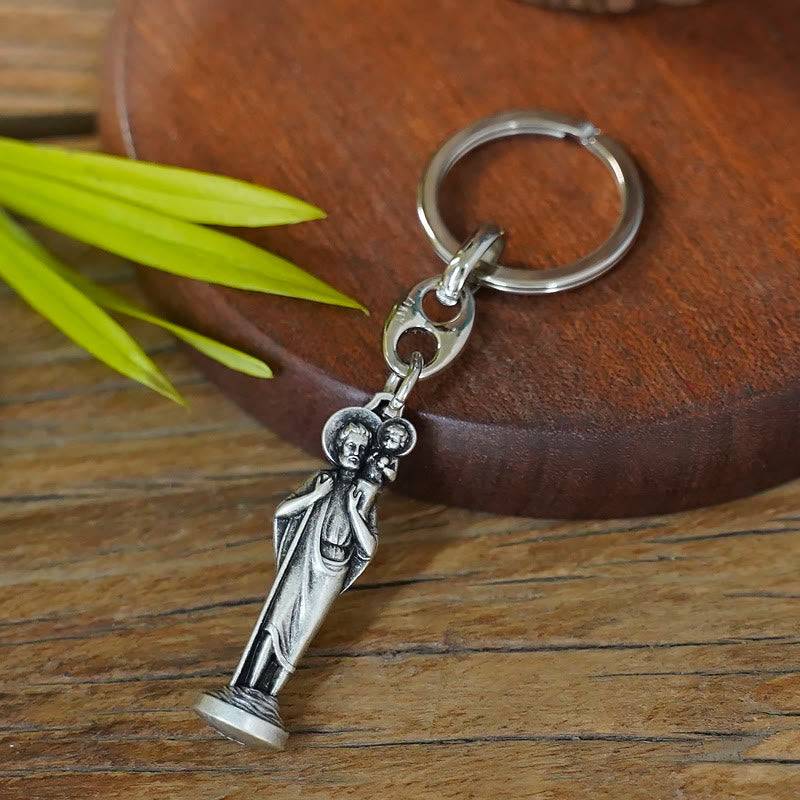 Christianartworkshop Retro Style Polished St. Christopher Keychain: Token of the Traveler's Saint's Protection - St. Christopher - image 1