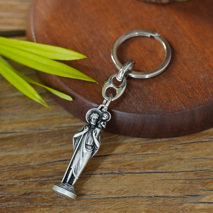 Christianartworkshop Retro Style Polished St. Christopher Keychain: Token of the Traveler's Saint's Protection - St. Christopher - image 1