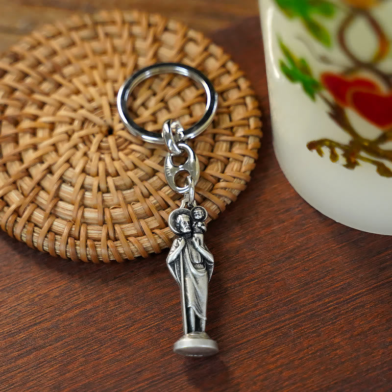 Christianartworkshop Retro Style Polished St. Christopher Keychain: Token of the Traveler's Saint's Protection - image 3