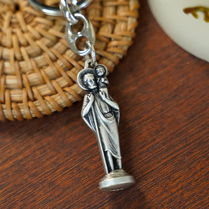 Christianartworkshop Retro Style Polished St. Christopher Keychain: Token of the Traveler's Saint's Protection - image 2