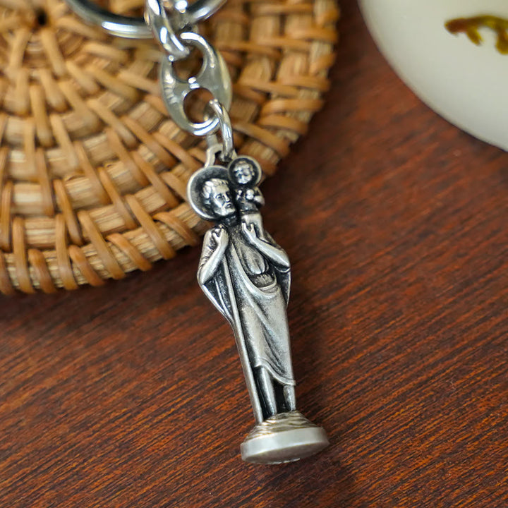 Christianartworkshop Retro Style Polished St. Christopher Keychain: Token of the Traveler's Saint's Protection - image 2