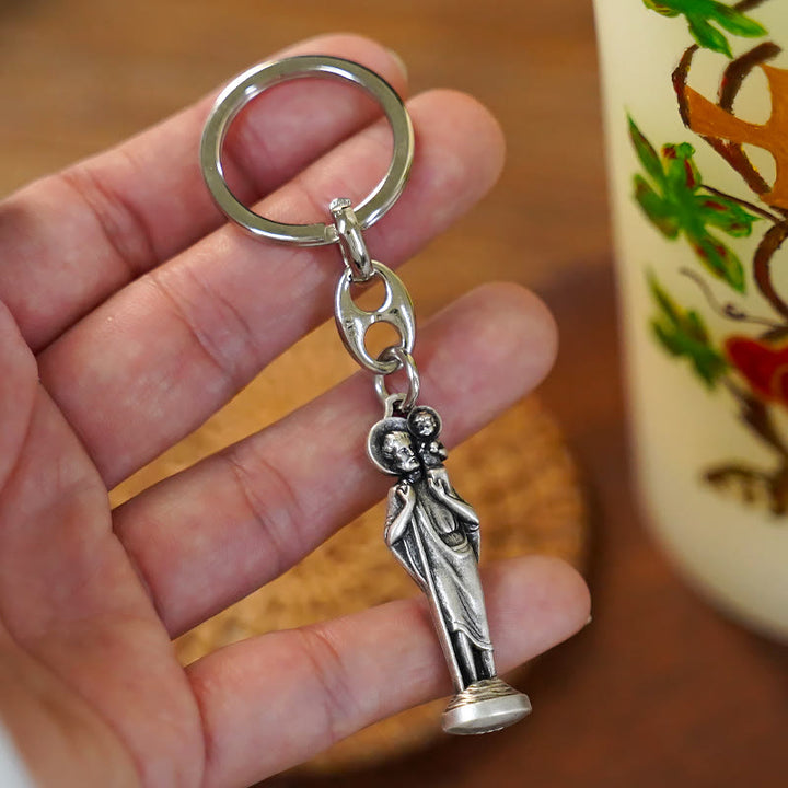 Christianartworkshop Retro Style Polished St. Christopher Keychain: Token of the Traveler's Saint's Protection - image 5
