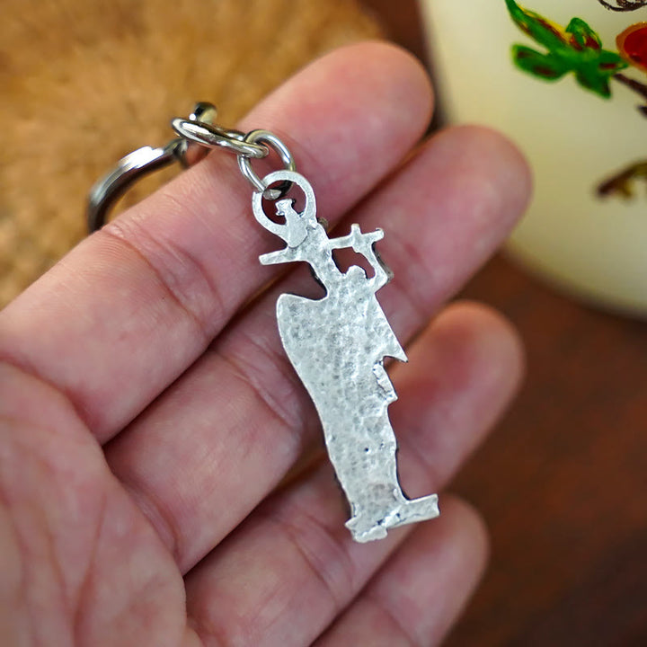 Christianartworkshop Relief - Sculpted Silver St. Michael the Archangel Keychain: Graceful Sign of Banishing Evil Spirits - image 4