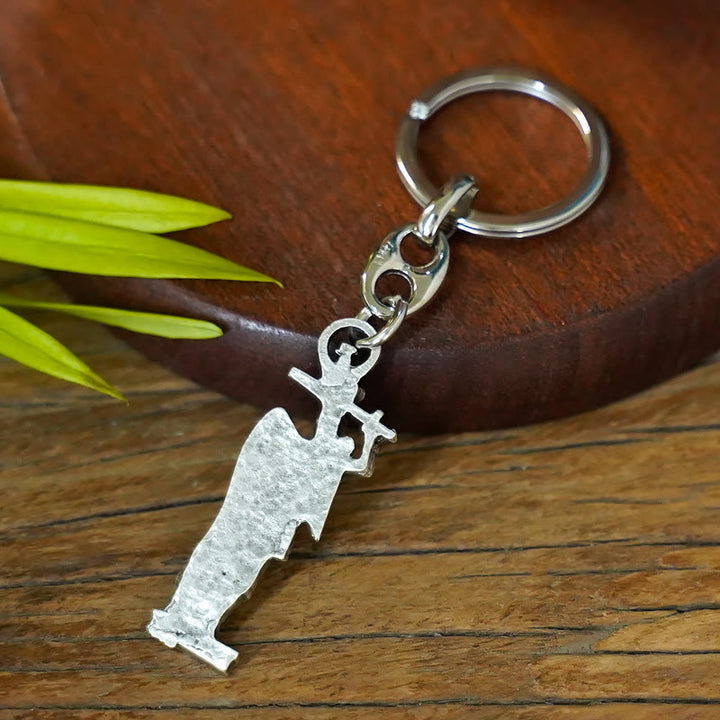 Christianartworkshop Relief - Sculpted Silver St. Michael the Archangel Keychain: Graceful Sign of Banishing Evil Spirits - image 5
