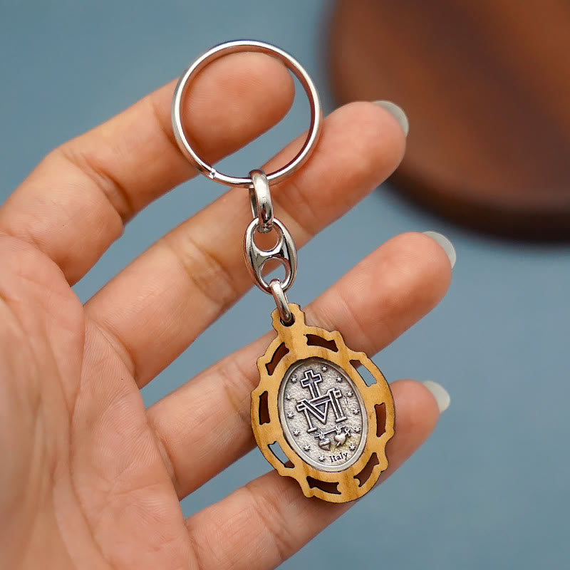Christianartworkshop Enamel Double-Sided Miraculous Medal & Virgin Mary Keychain: Gleaming Symbol of Hope and Restoration - image 5